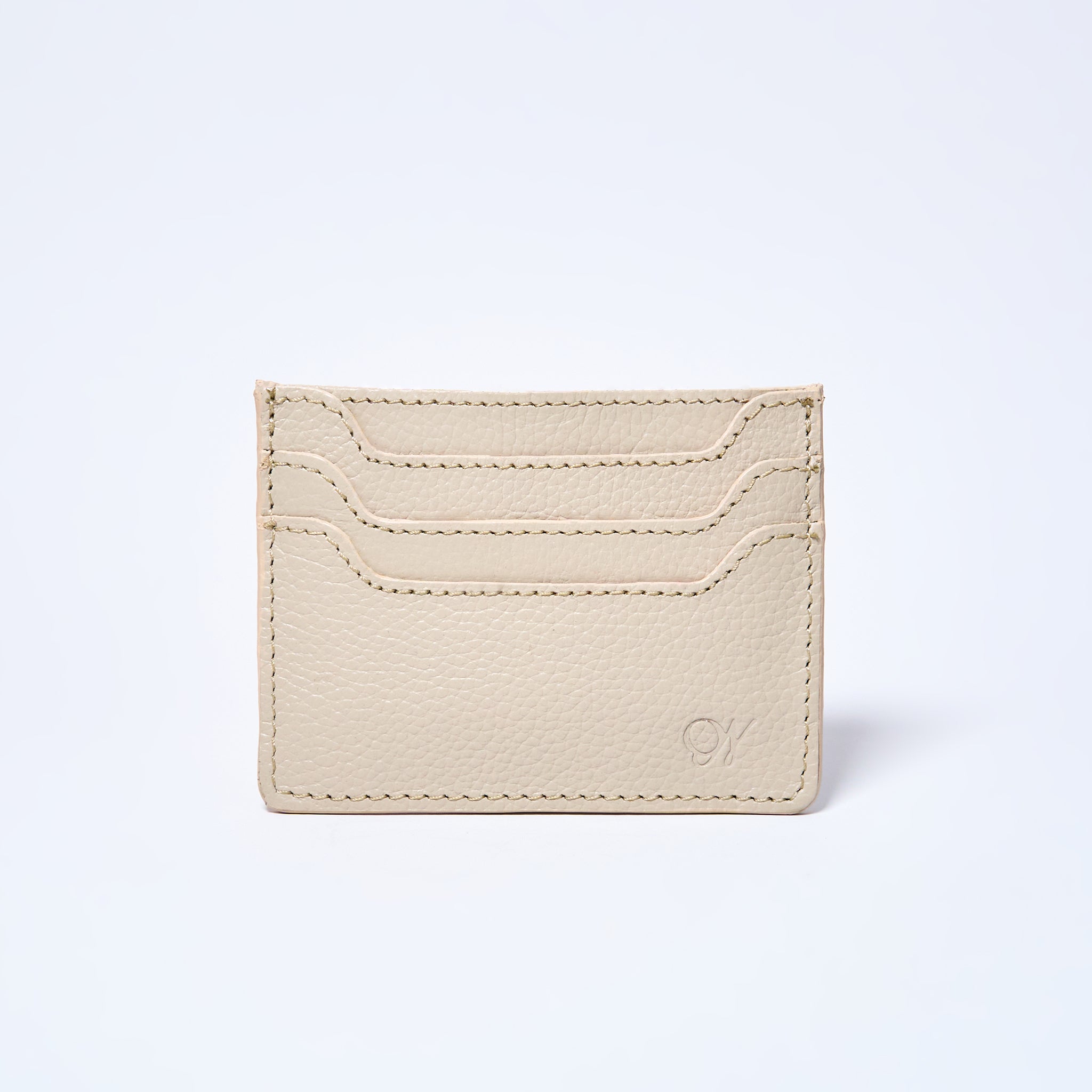 Cream Celeste slim leather wallet, cardholder handcrafted by Oda Nova with 6 card slots, sleek and minimalist design