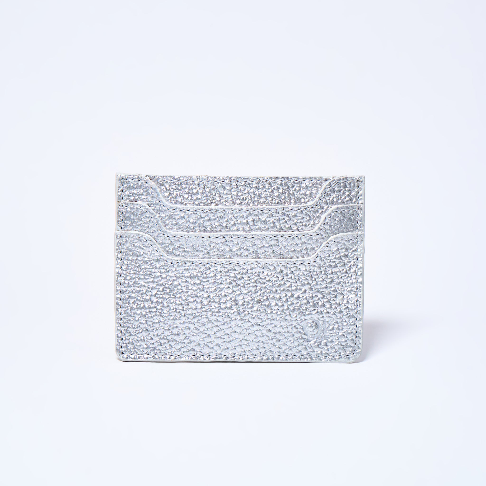 Stardust silver Celeste slim leather wallet, cardholder handcrafted by Oda Nova with 6 card slots, sleek and minimalist design