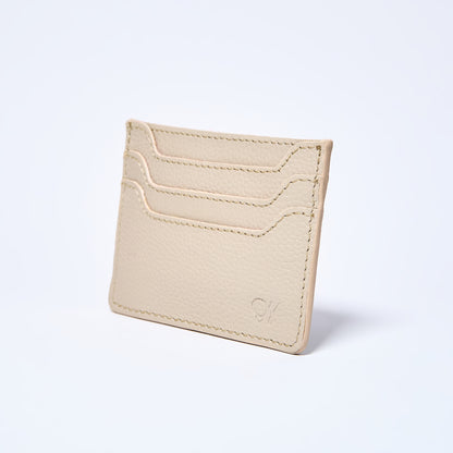 Cream Celeste slim leather wallet, cardholder handcrafted by Oda Nova with 6 card slots, sleek and minimalist design
