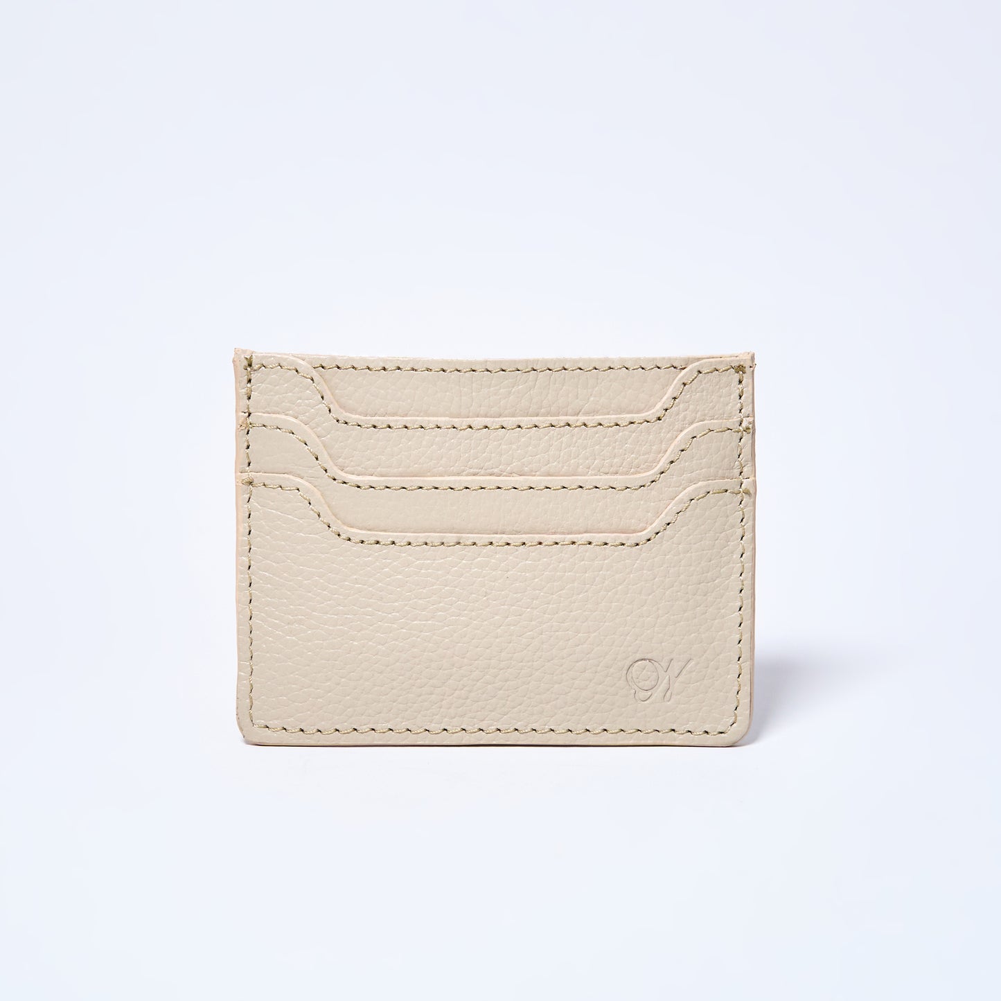 Cream Celeste slim leather wallet, cardholder handcrafted by Oda Nova with 6 card slots, sleek and minimalist design