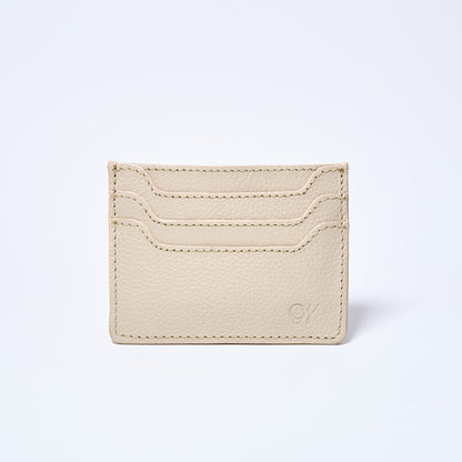 Cream Celeste slim leather wallet, cardholder handcrafted by Oda Nova with 6 card slots, sleek and minimalist design