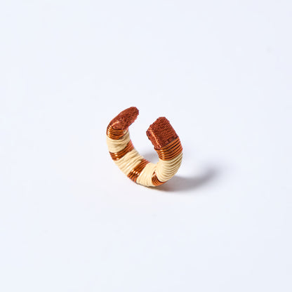 Handmade ear cuff striped in copper and cream