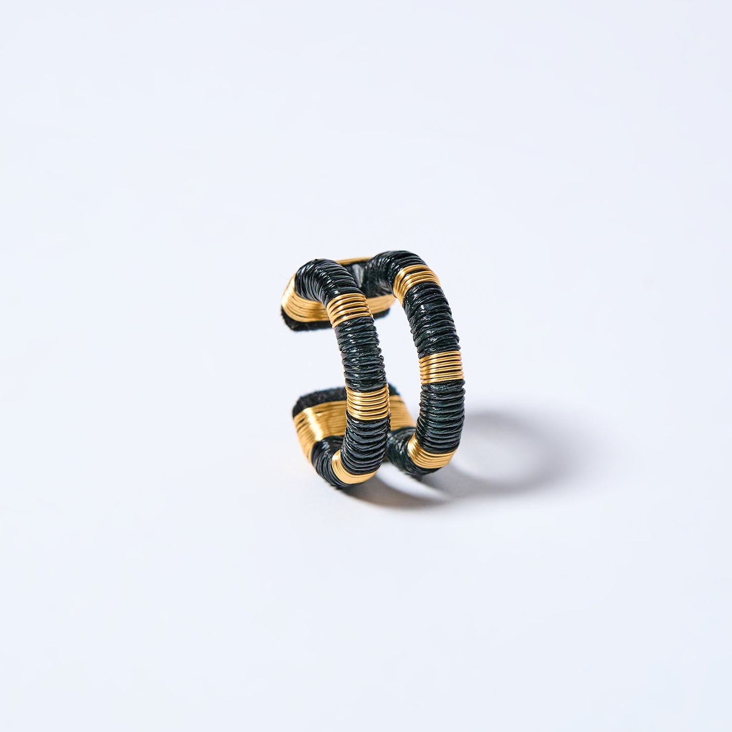 Handmade ear cuff striped in gold and black