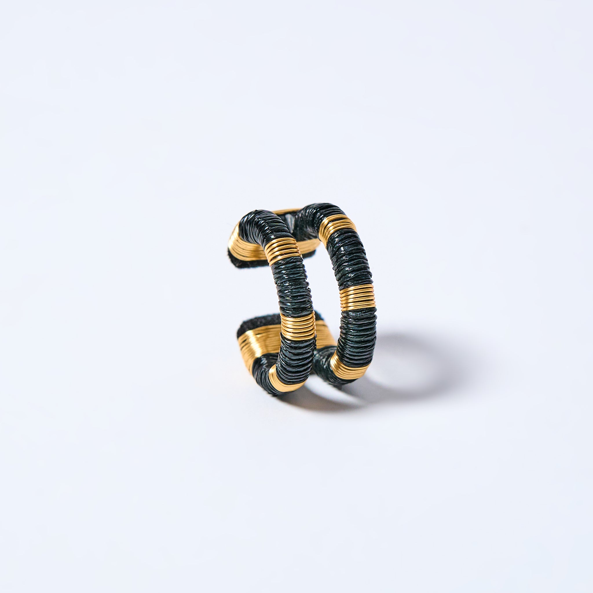 Handmade ear cuff striped in gold and black