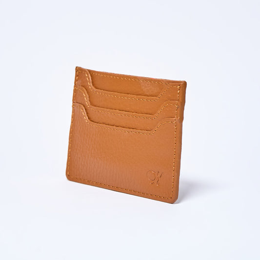 Honey Brown Celeste slim leather wallet handcrafted by Oda Nova with 6 card slots, sleek and minimalist design