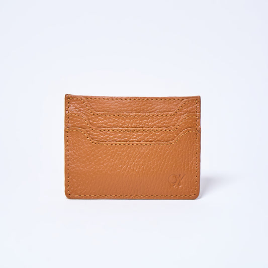 Honey Brown Celeste slim leather wallet handcrafted by Oda Nova with 6 card slots, sleek and minimalist design