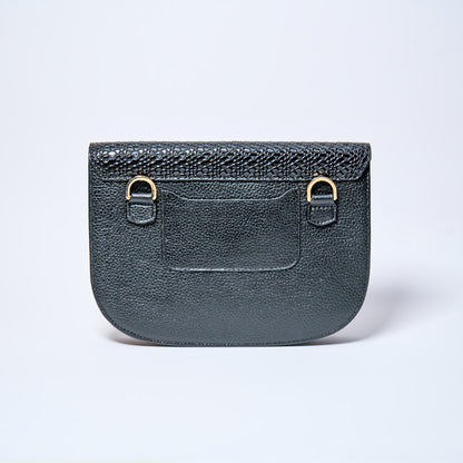 Lyra convertible leather crossbody bag in Black Onyx with adjustable strap, can be worn as a shoulder bag, crossbody, or belt bag. Handcrafted by Oda Nova