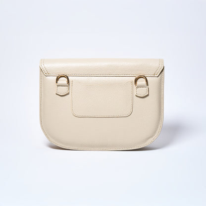 Lyra convertible leather crossbody bag backside in Cream with adjustable strap, can be worn as a shoulder bag, crossbody, or belt bag. Handcrafted by Oda Nova
