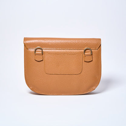 Backside Lyra convertible leather crossbody bag in Honey Brown with adjustable strap, can be worn as a shoulder bag, crossbody, or belt bag. Handcrafted by Oda Nova